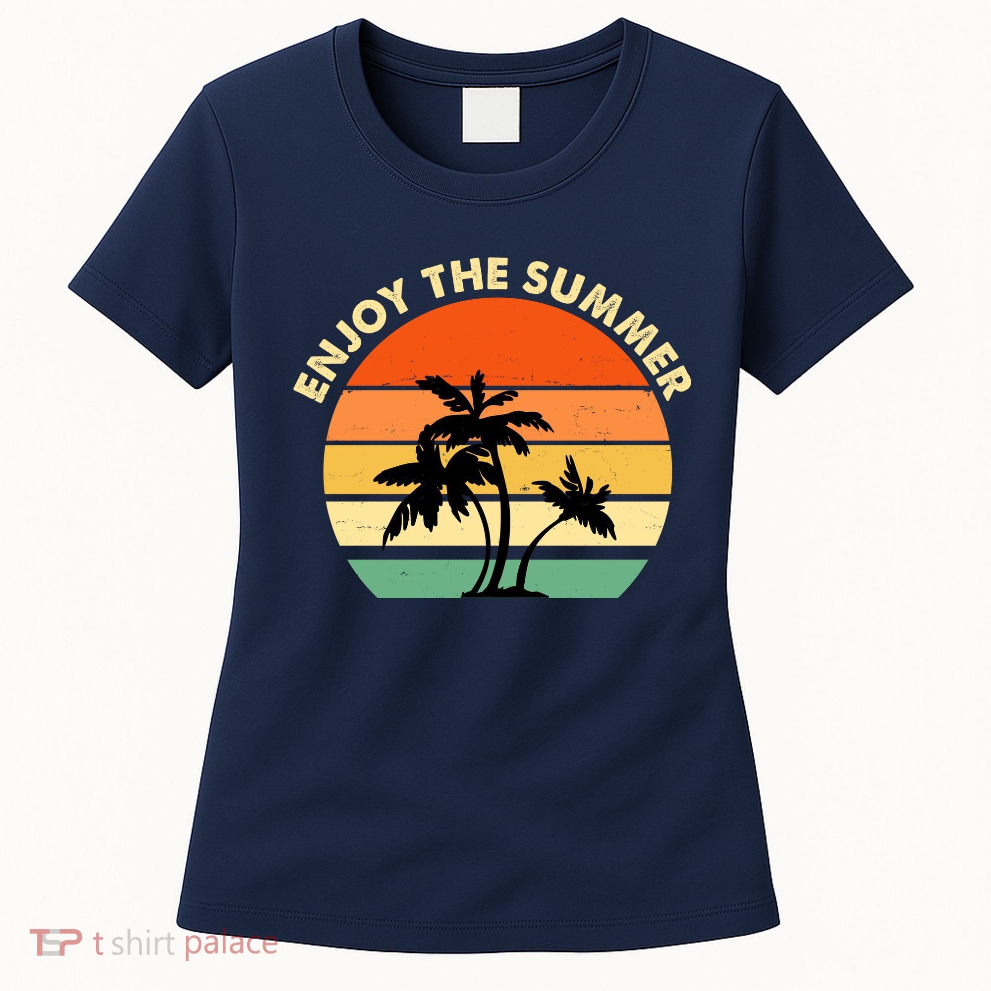 Enjoy The Summer Retro Sunset Palm Tree Women's T-Shirt