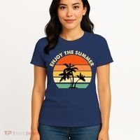 Enjoy The Summer Retro Sunset Palm Tree Women's T-Shirt thumb 4