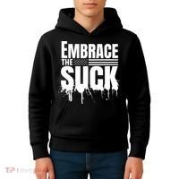 Embrace The Suck American Flag Military Veteran Kids Hoodie thumb 4