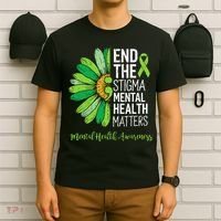End The Stigma Mental Health Matters Awareness Brain Illness  T-Shirt thumb 6