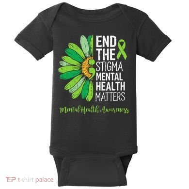 End The Stigma Mental Health Matters Awareness Brain Illness  Baby Bodysuit