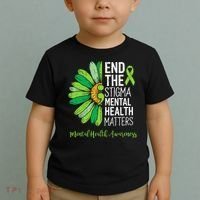 End The Stigma Mental Health Matters Awareness Brain Illness  Toddler T-Shirt thumb 2