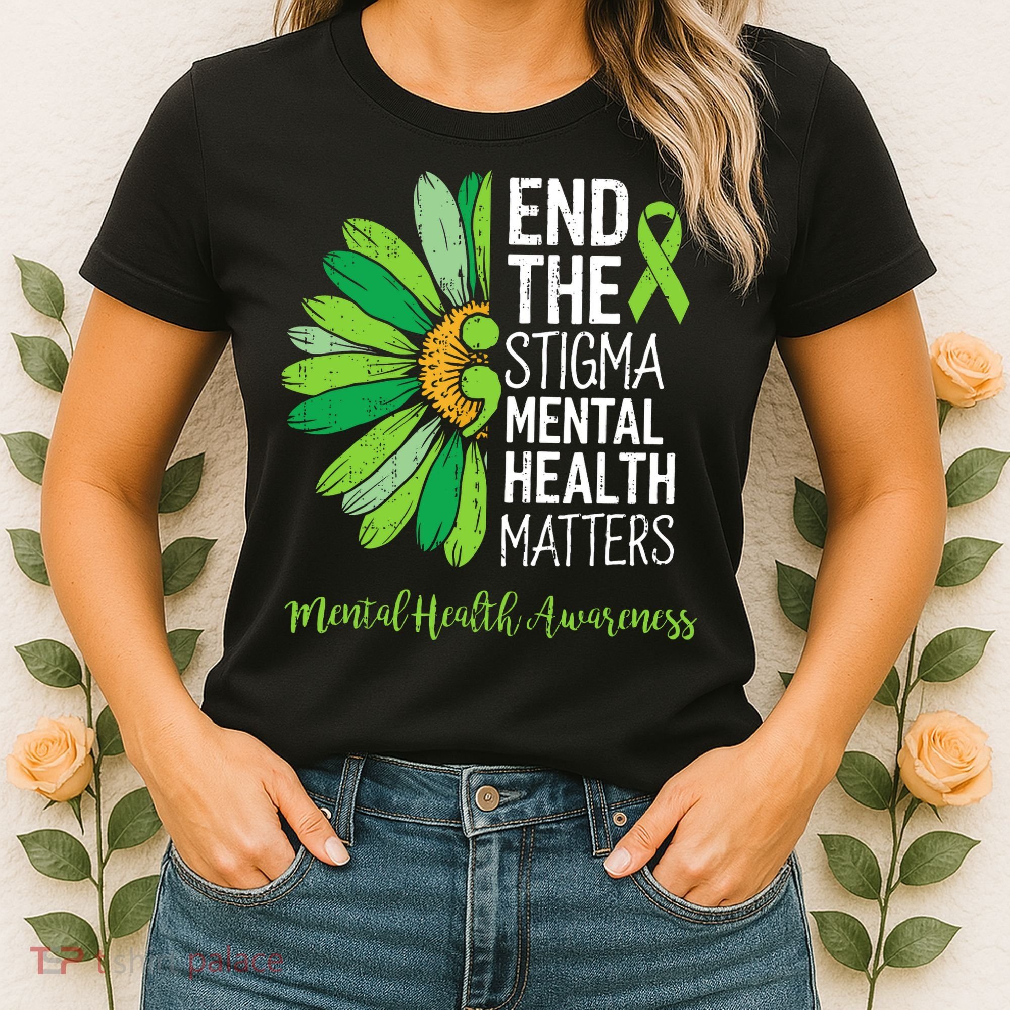 End The Stigma Mental Health Matters Awareness Brain Illness  Women's T-Shirt
