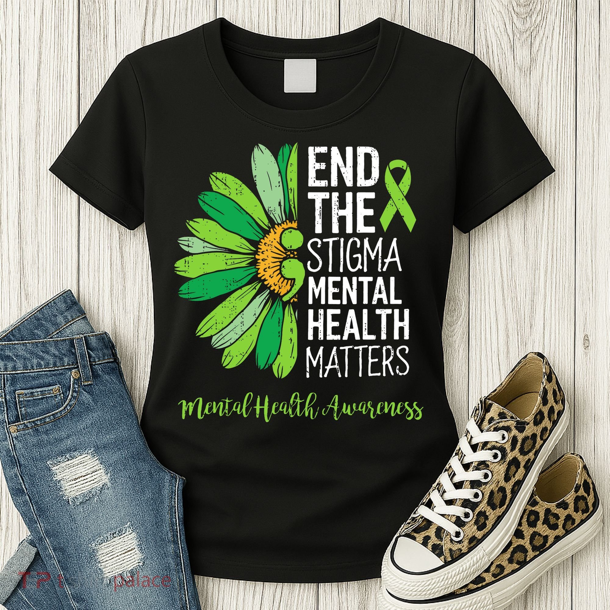End The Stigma Mental Health Matters Awareness Brain Illness  Women's T-Shirt