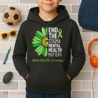 End The Stigma Mental Health Matters Awareness Brain Illness  Kids Hoodie thumb 2