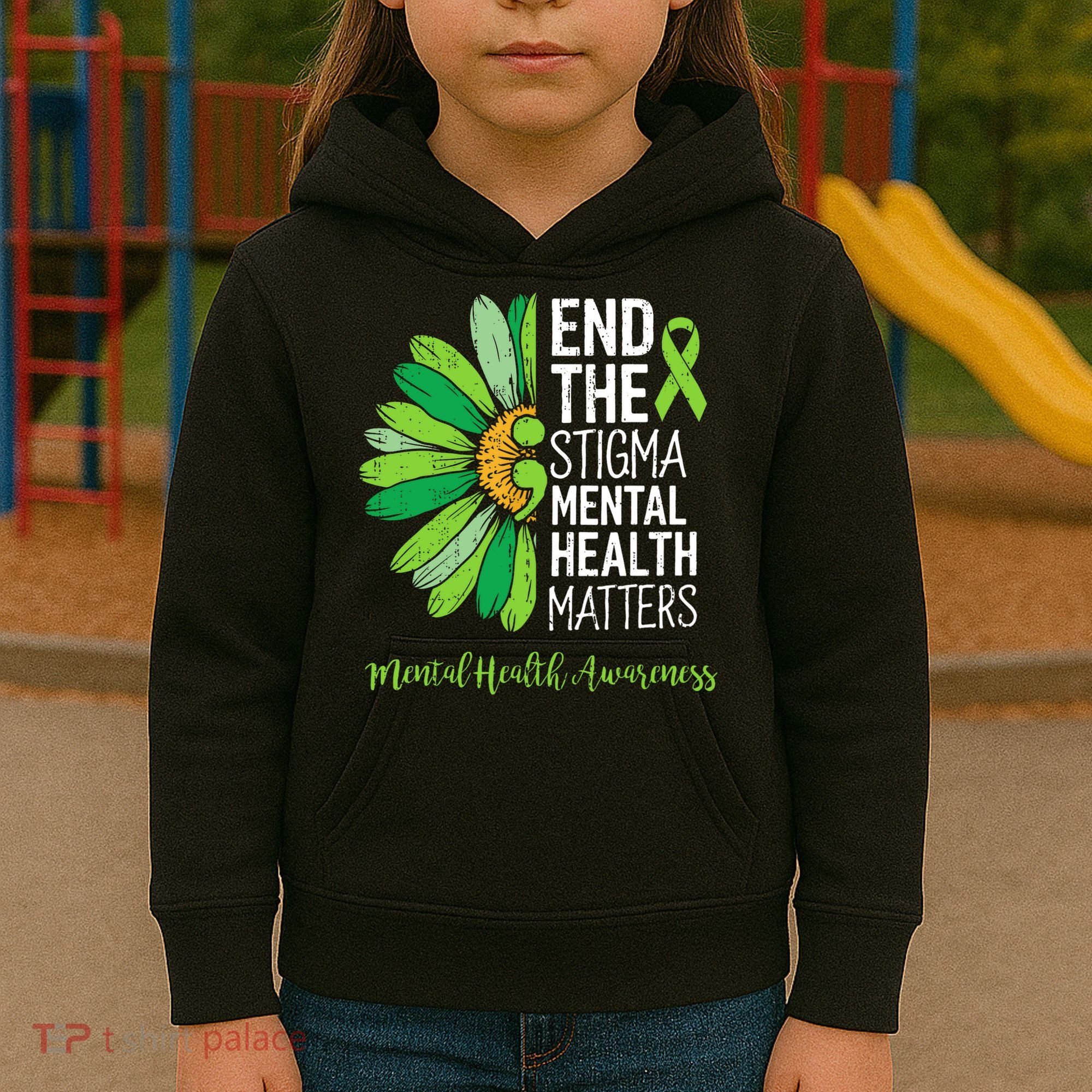 End The Stigma Mental Health Matters Awareness Brain Illness  Kids Hoodie