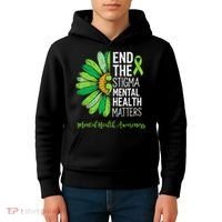 End The Stigma Mental Health Matters Awareness Brain Illness  Kids Hoodie thumb 4