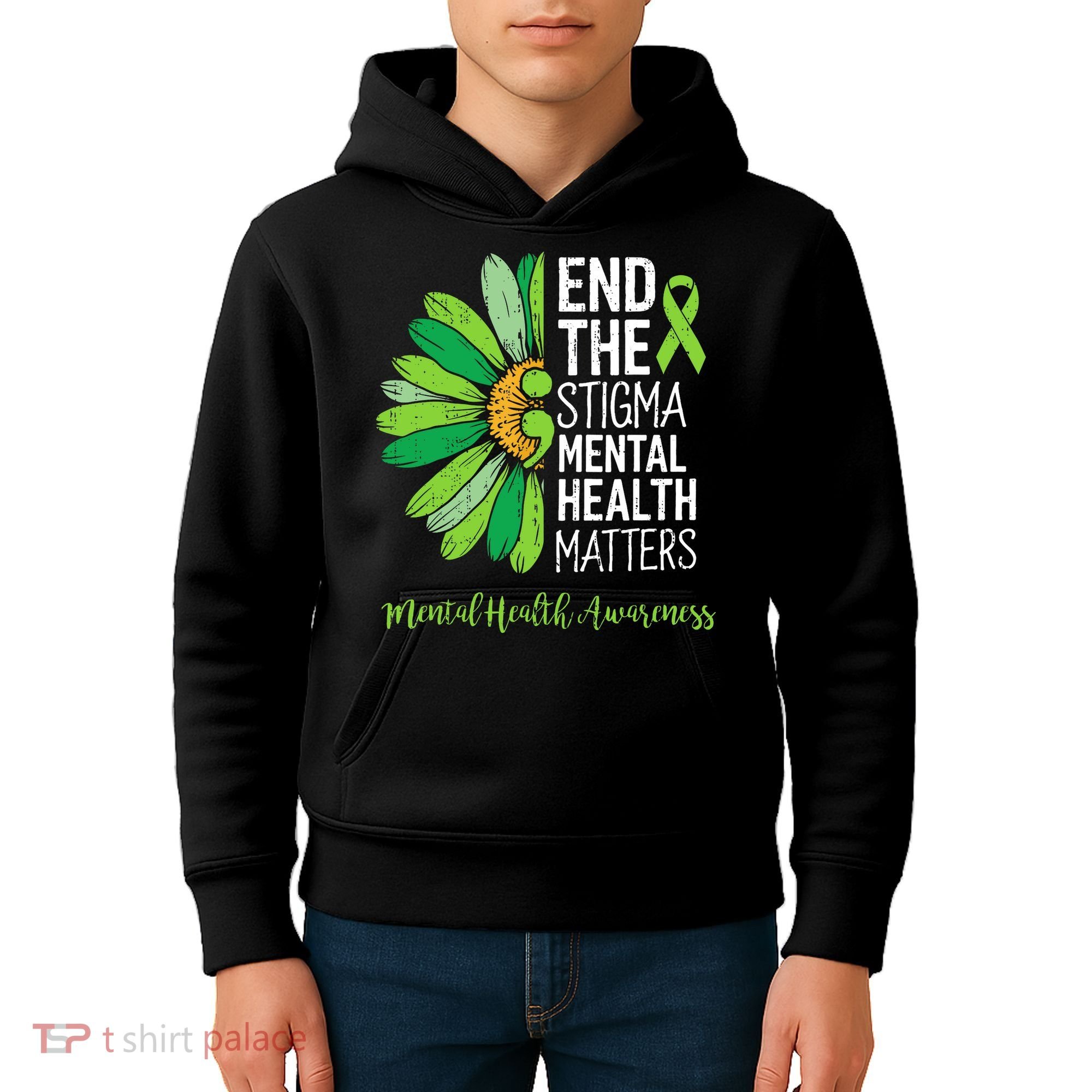 End The Stigma Mental Health Matters Awareness Brain Illness  Kids Hoodie