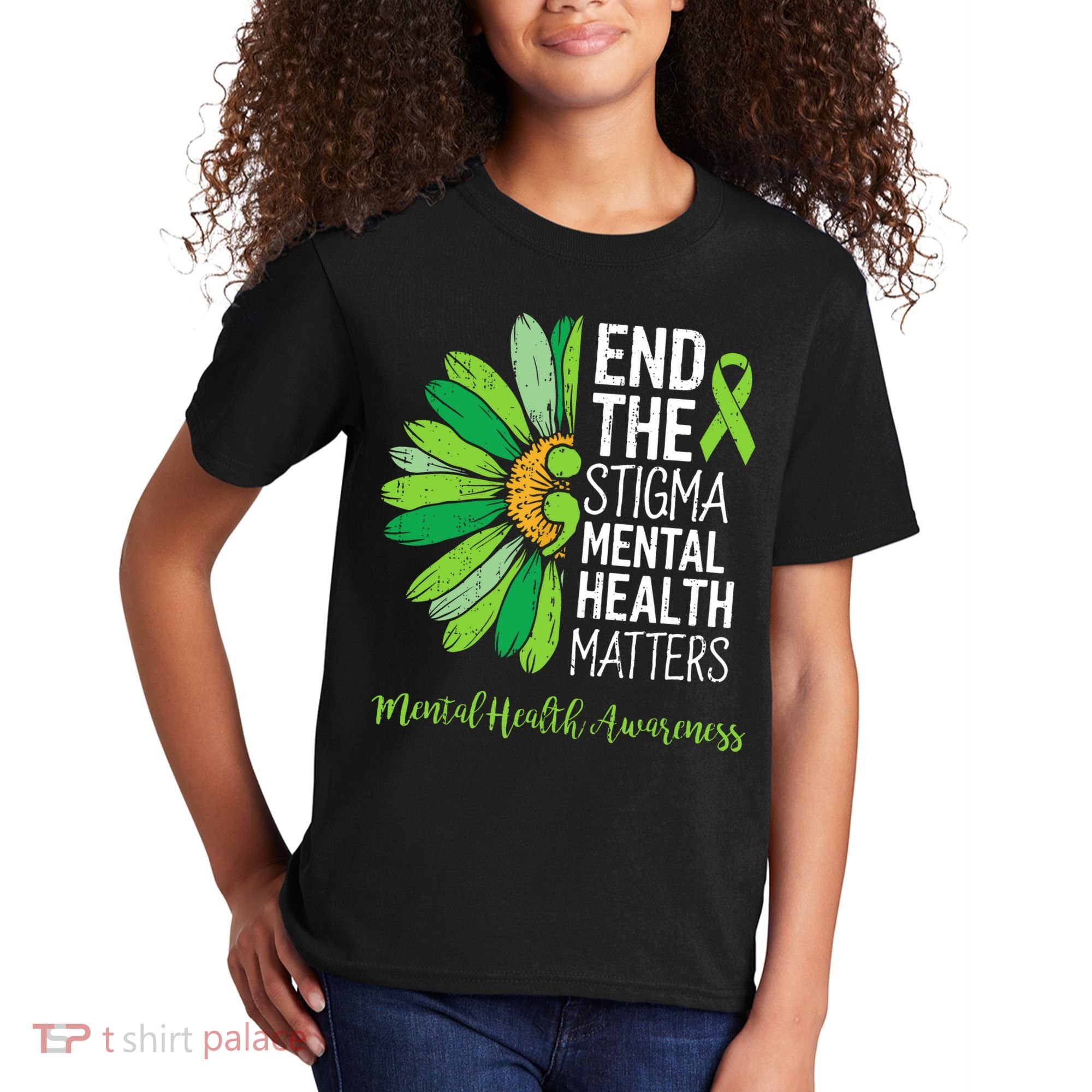 End The Stigma Mental Health Matters Awareness Brain Illness  Kids T-Shirt