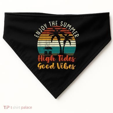 Enjoy The Summer High Tides Good Vibes USA-Made Doggie Bandana