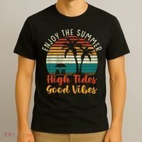 Enjoy The Summer High Tides Good Vibes T-Shirt thumb 3