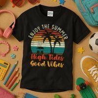 Enjoy The Summer High Tides Good Vibes Kids T-Shirt thumb 3