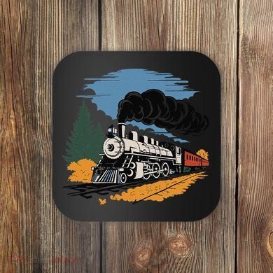 Engine Train Steam Locomotive Vintage Coaster
