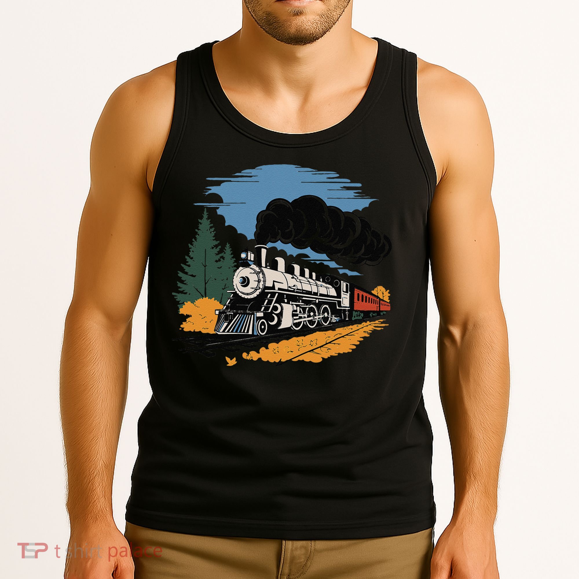Engine Train Steam Locomotive Vintage Tank Top