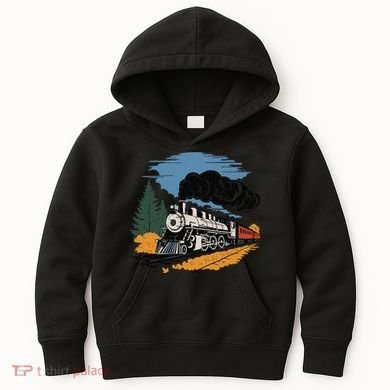 Engine Train Steam Locomotive Vintage Kids Hoodie