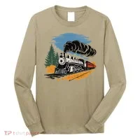Engine Train Steam Locomotive Vintage Long Sleeve Shirt thumb 0