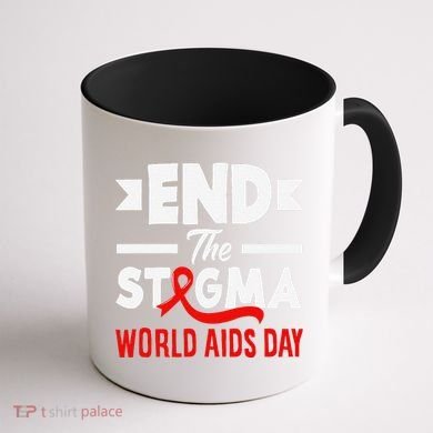 End The Stigma World Aids Day Hiv Aids Awareness Coffee Mug back