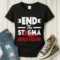 End The Stigma World Aids Day Hiv Aids Awareness Women's T-Shirt thumb 3