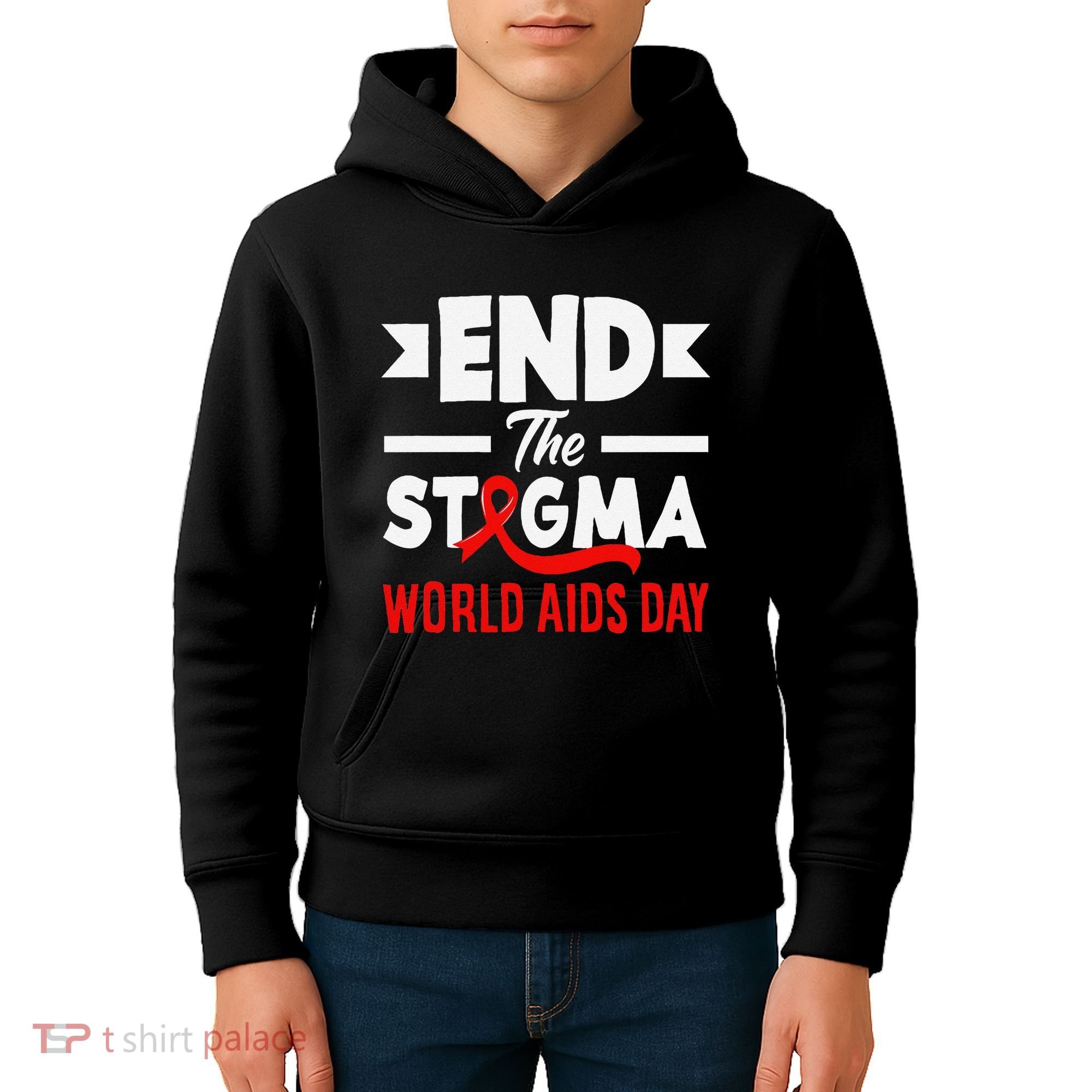 End The Stigma World Aids Day Hiv Aids Awareness Kids Hoodie