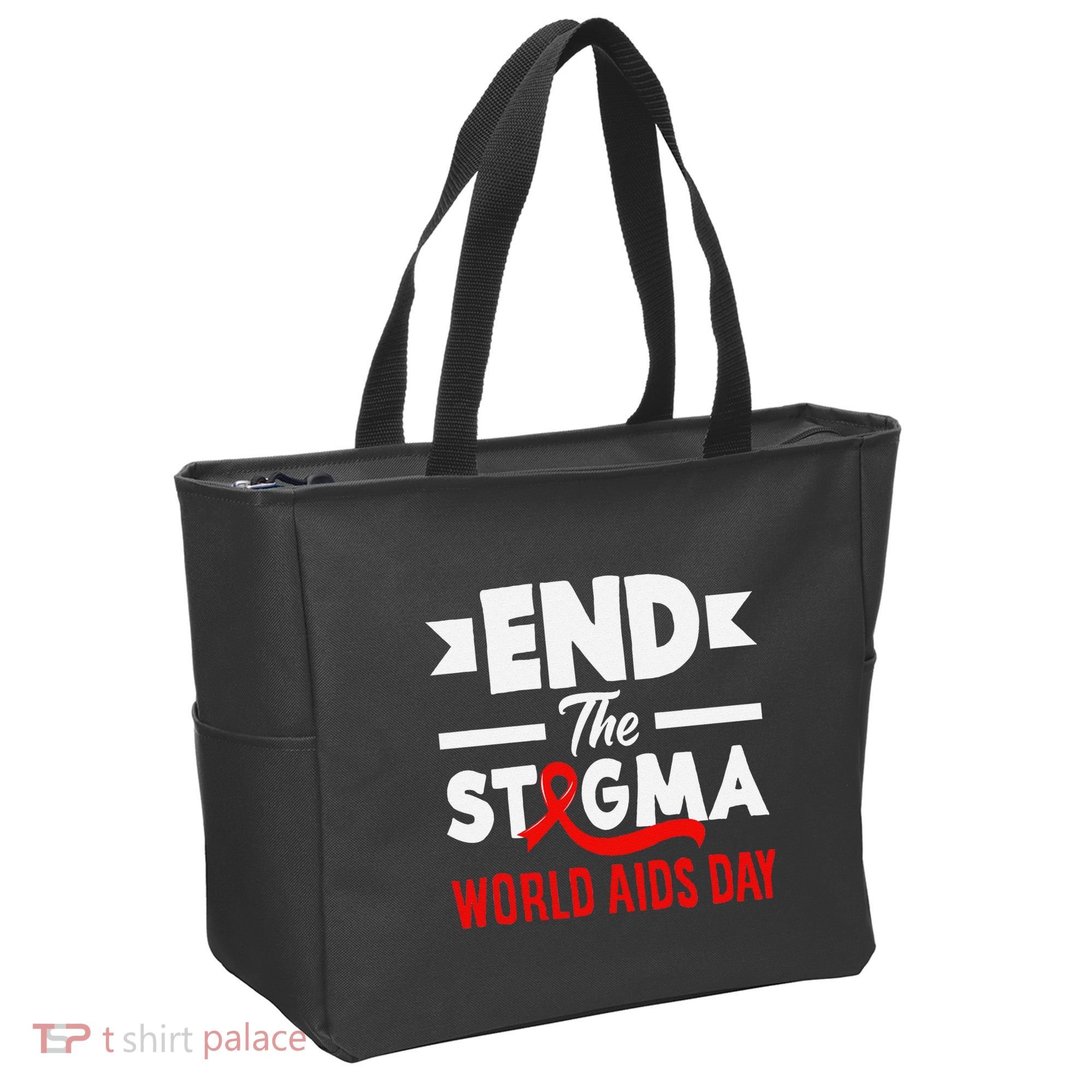 End The Stigma World Aids Day Hiv Aids Awareness Tote Bag