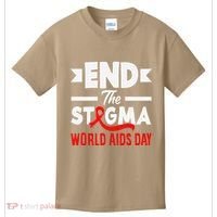 End The Stigma World Aids Day Hiv Aids Awareness Kids T-Shirt thumb 0