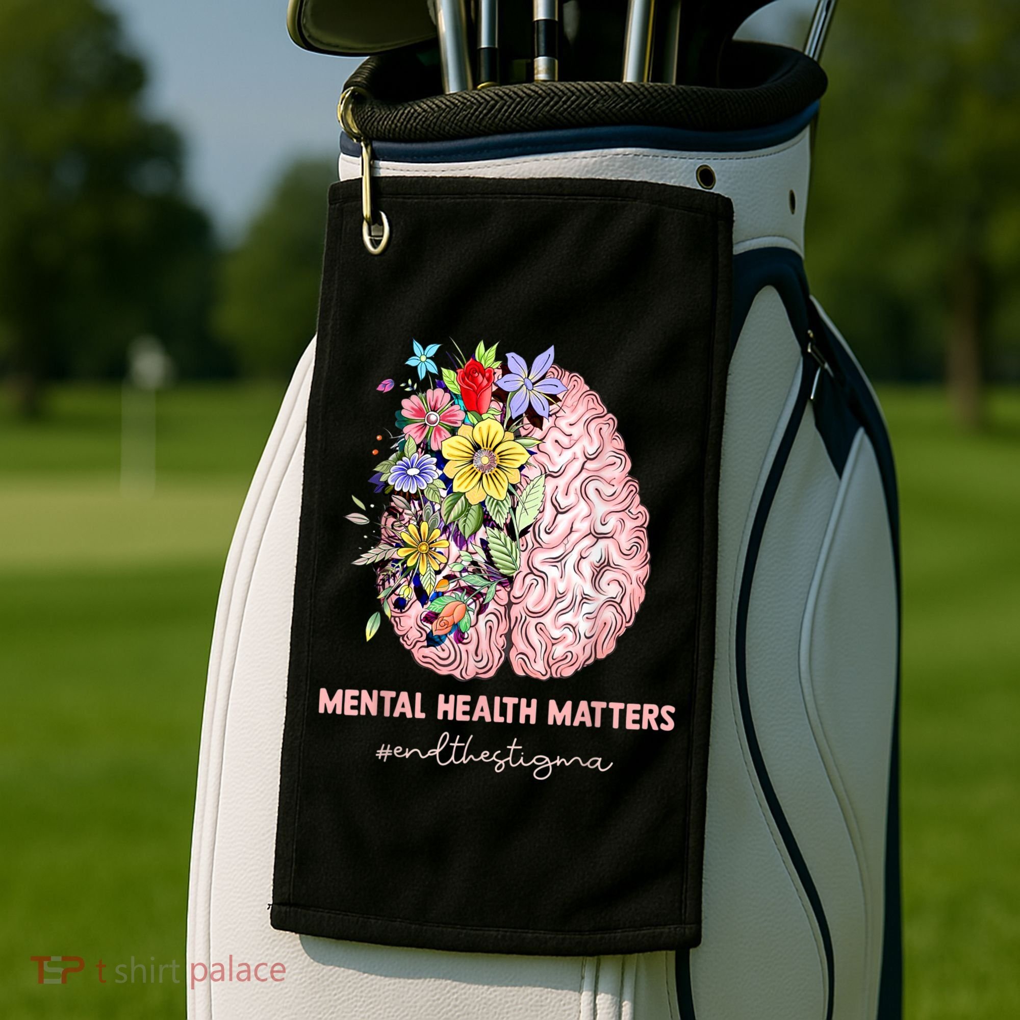 End The Stigma Mental Health Matters Mental Awareness Gift Golf Towel