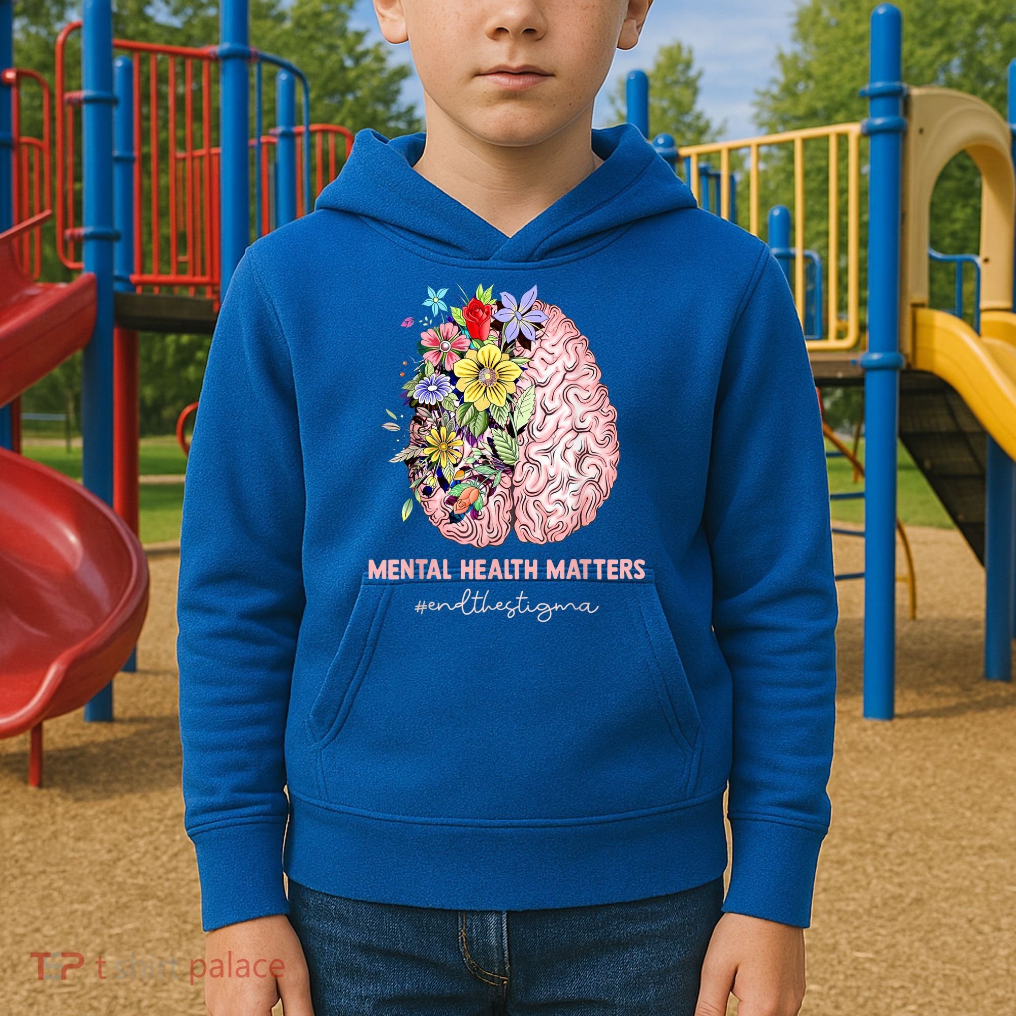 End The Stigma Mental Health Matters Mental Awareness Gift Kids Hoodie