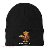 Eat Tacos Turkey Mexican Sombrero Funny Thanksgiving Day Beanie thumb 0
