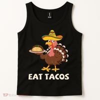 Eat Tacos Turkey Mexican Sombrero Funny Thanksgiving Day Tank Top thumb 2