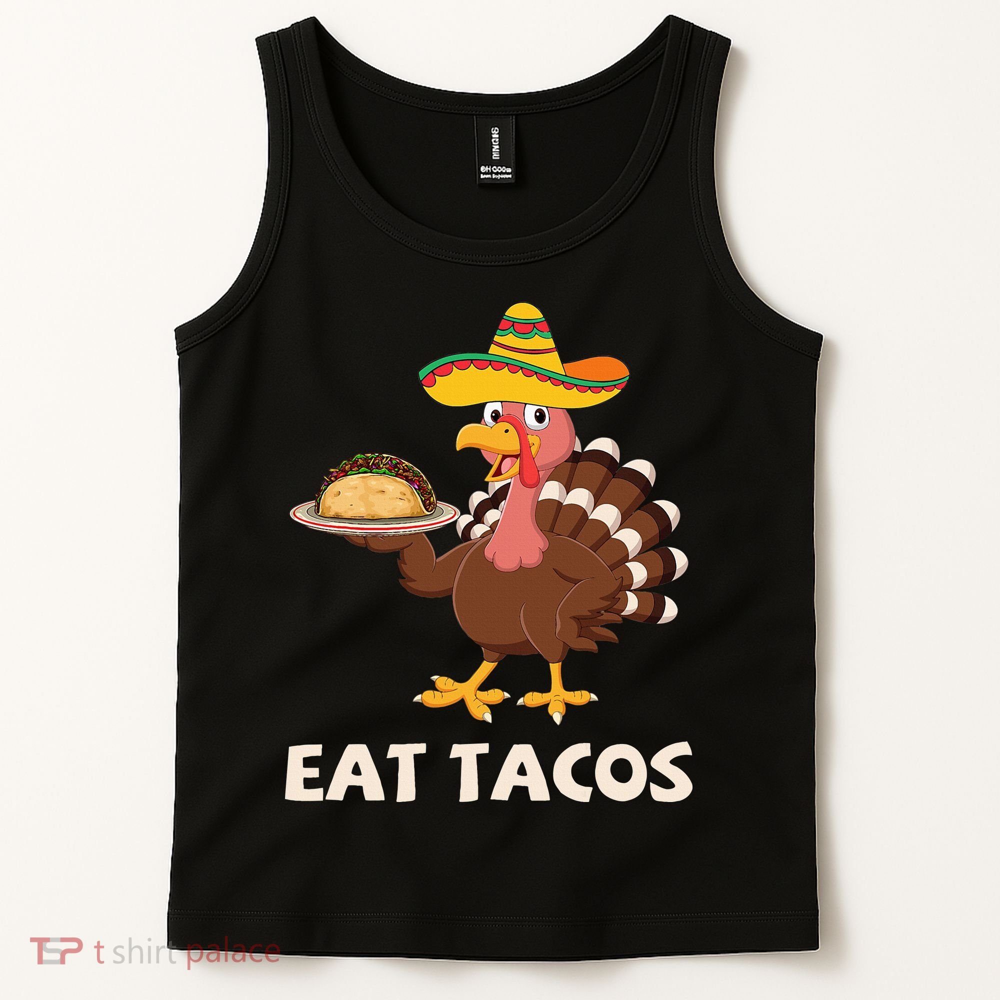 Eat Tacos Turkey Mexican Sombrero Funny Thanksgiving Day Tank Top