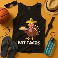 Eat Tacos Turkey Mexican Sombrero Funny Thanksgiving Day Tank Top thumb 4