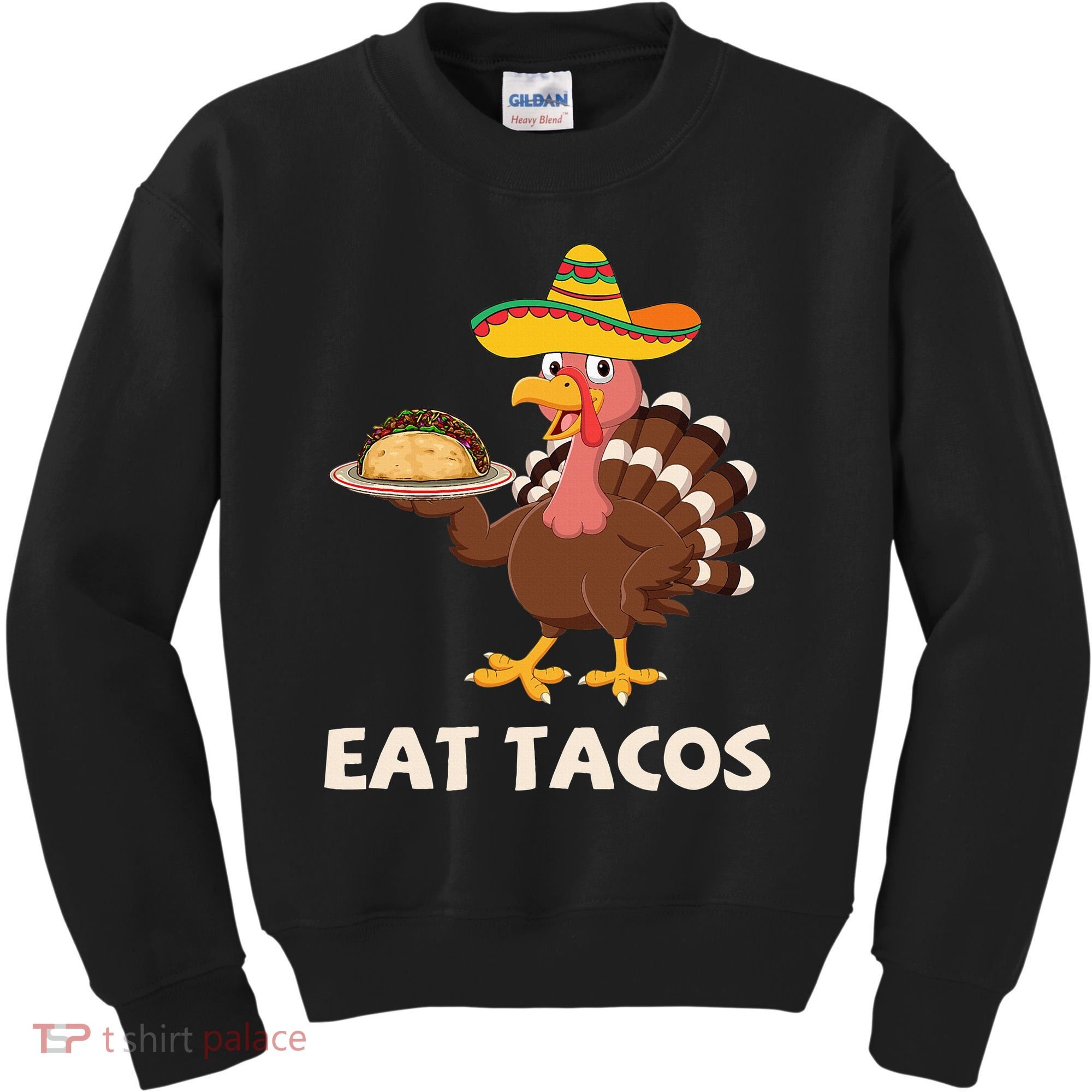 Eat Tacos Turkey Mexican Sombrero Funny Thanksgiving Day Kids Sweatshirt