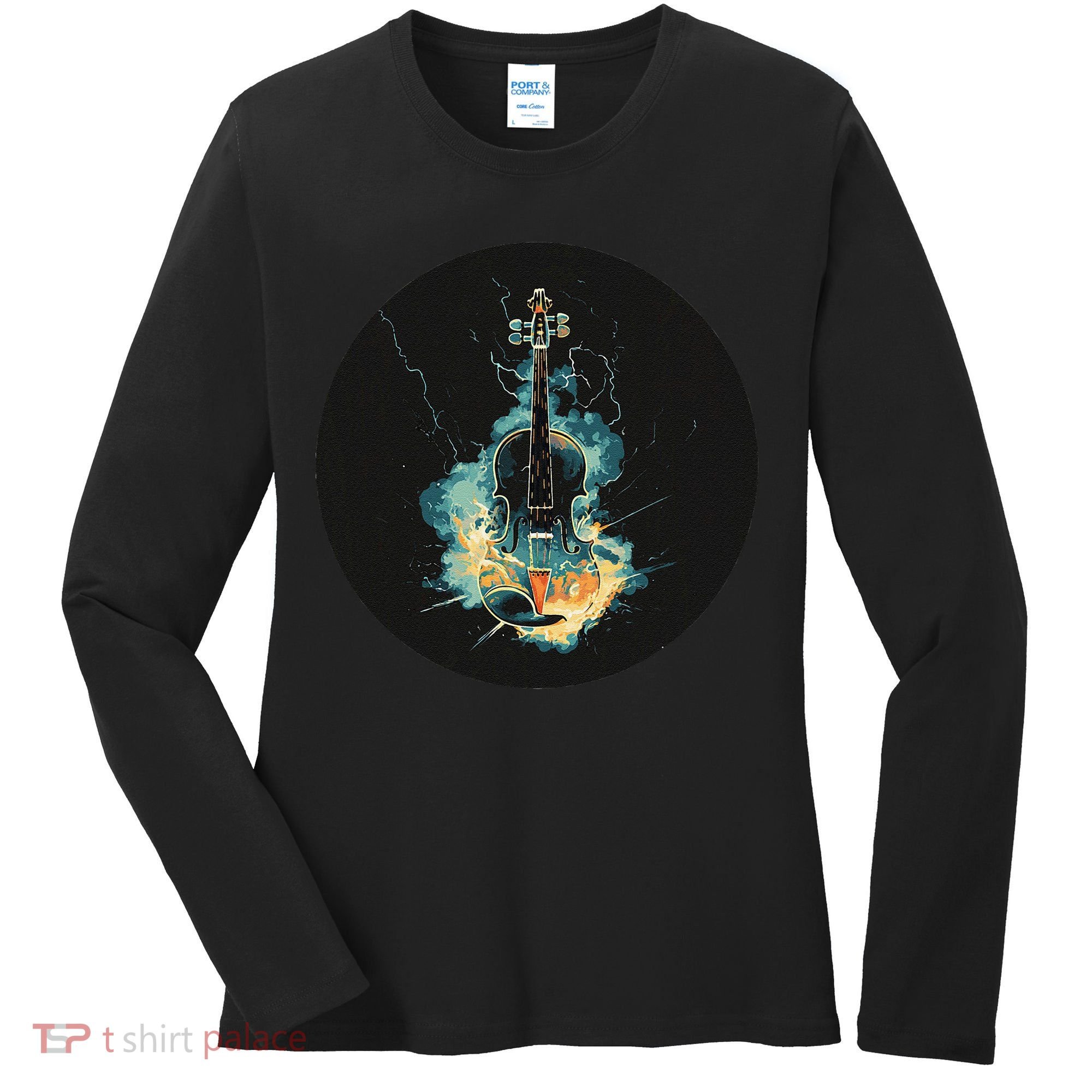 Electric Thunder Violin For Bold Sounds And Violins Lovers Women's Long Sleeve Shirt