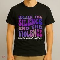 End The Violence Domestic Violence Awareness Groovy T-Shirt thumb 3