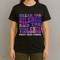 End The Violence Domestic Violence Awareness Groovy T-Shirt thumb 4