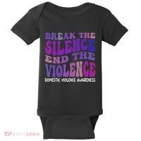 End The Violence Domestic Violence Awareness Groovy Baby Bodysuit thumb 0