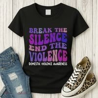 End The Violence Domestic Violence Awareness Groovy Women's T-Shirt thumb 3