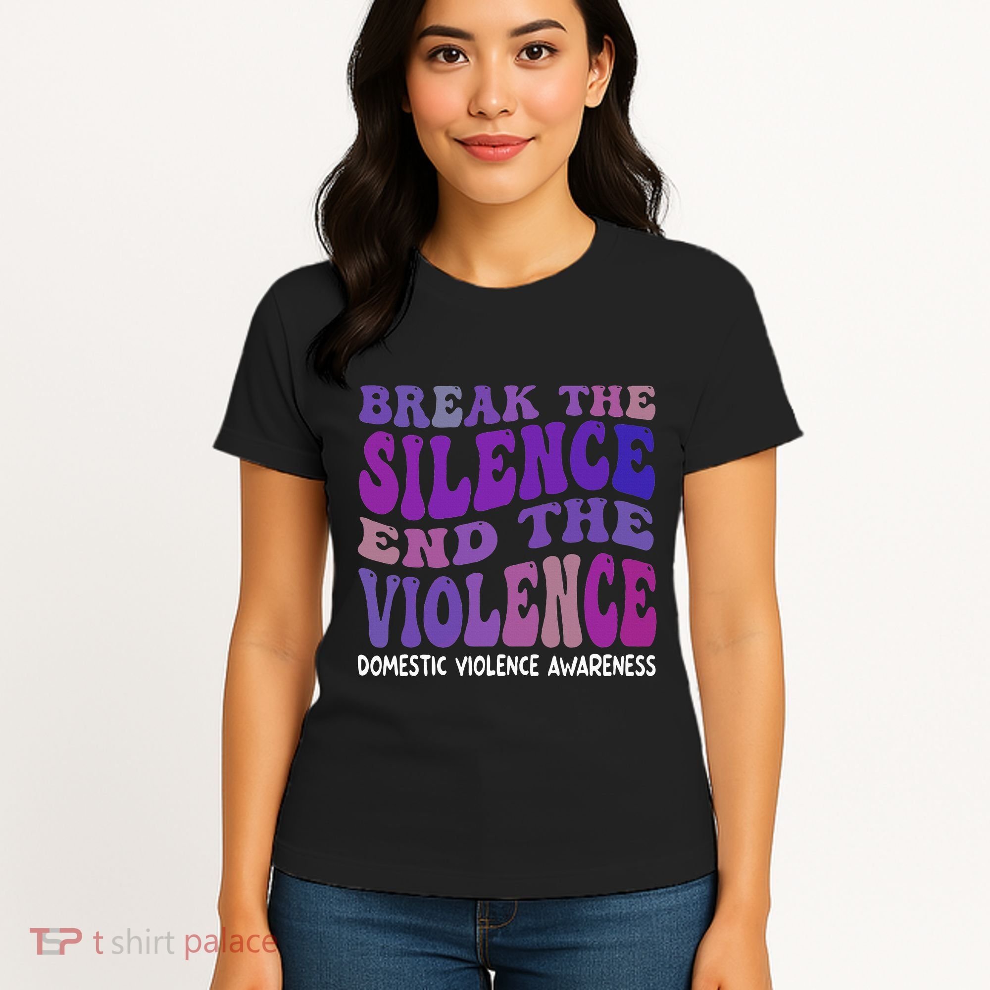 End The Violence Domestic Violence Awareness Groovy Women's T-Shirt