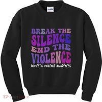End The Violence Domestic Violence Awareness Groovy Kids Sweatshirt thumb 0