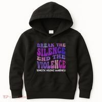 End The Violence Domestic Violence Awareness Groovy Kids Hoodie thumb 0