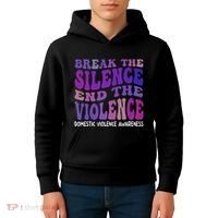 End The Violence Domestic Violence Awareness Groovy Kids Hoodie thumb 4