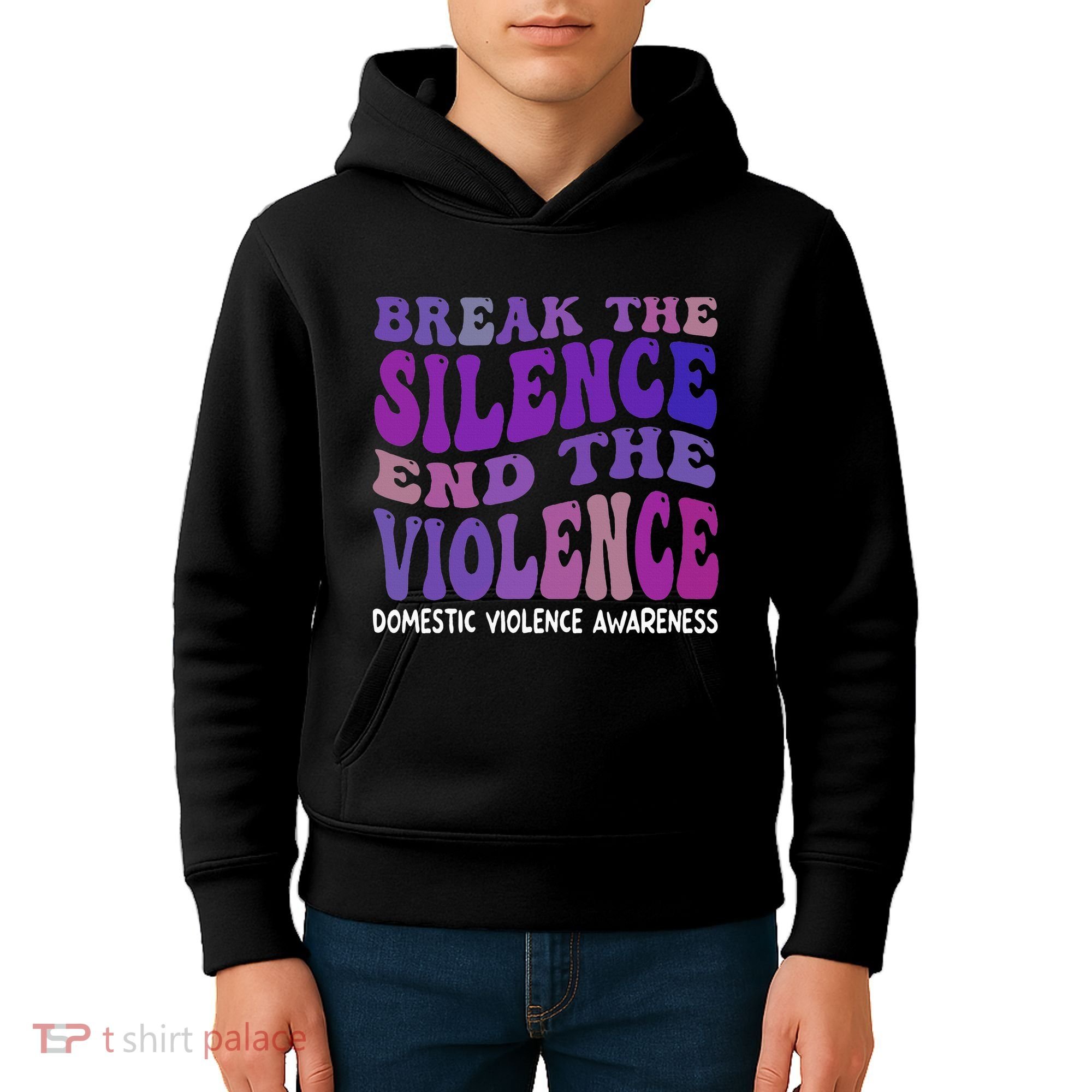 End The Violence Domestic Violence Awareness Groovy Kids Hoodie