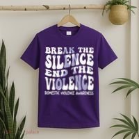 End The Violence Domestic Violence Awareness Groovy T-Shirt thumb 2
