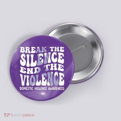 End The Violence Domestic Violence Awareness Groovy Button