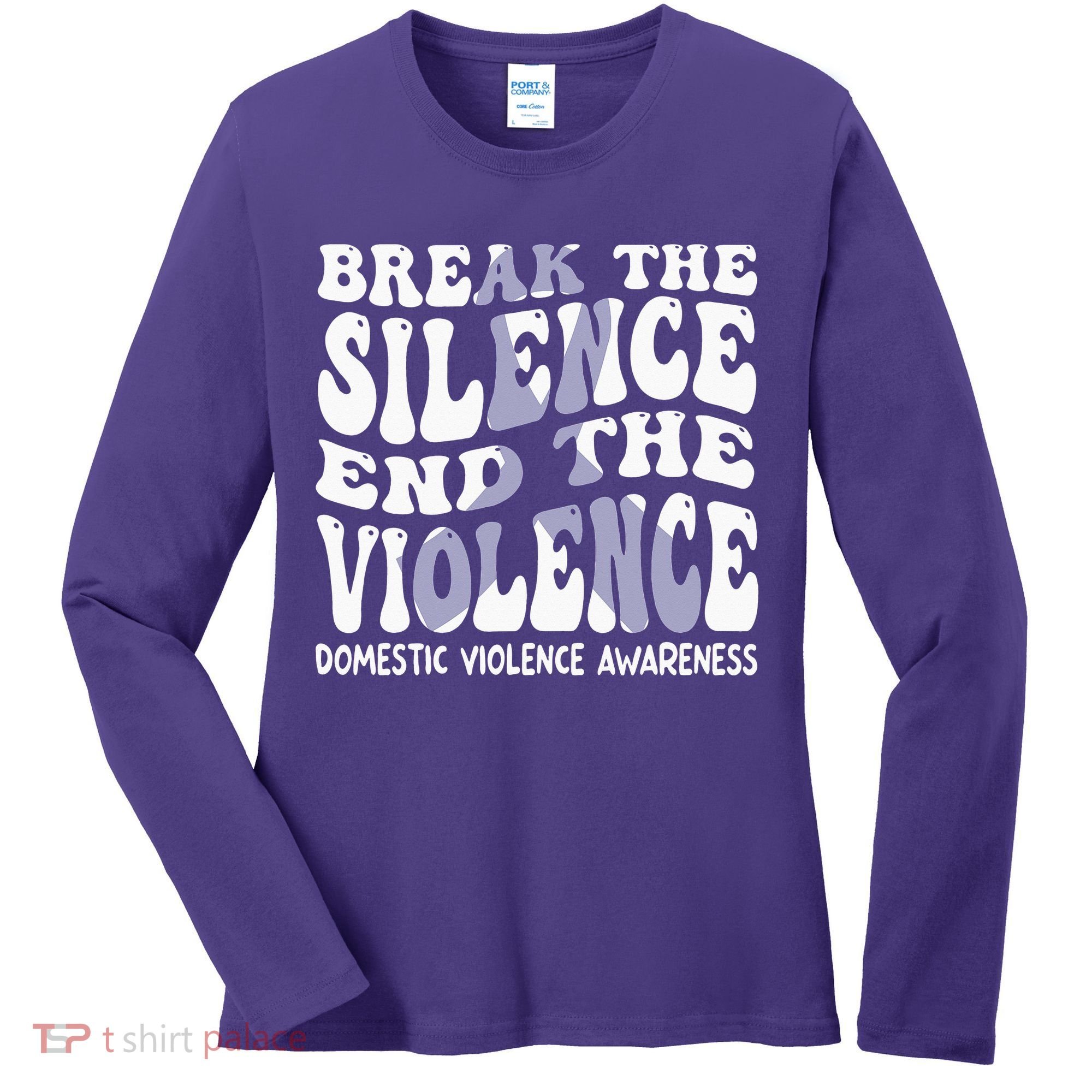 End The Violence Domestic Violence Awareness Groovy Women's Long Sleeve Shirt