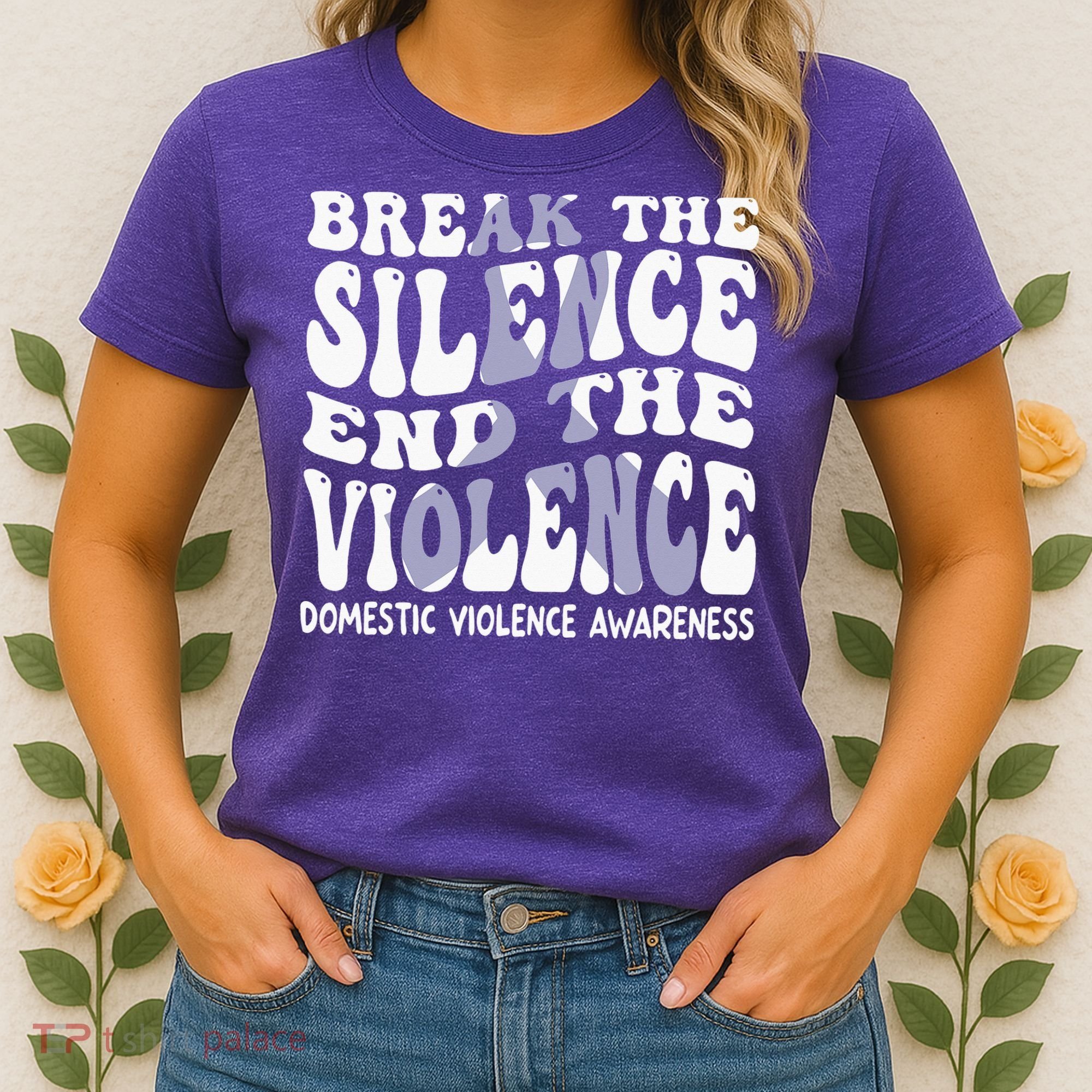 End The Violence Domestic Violence Awareness Groovy Women's T-Shirt