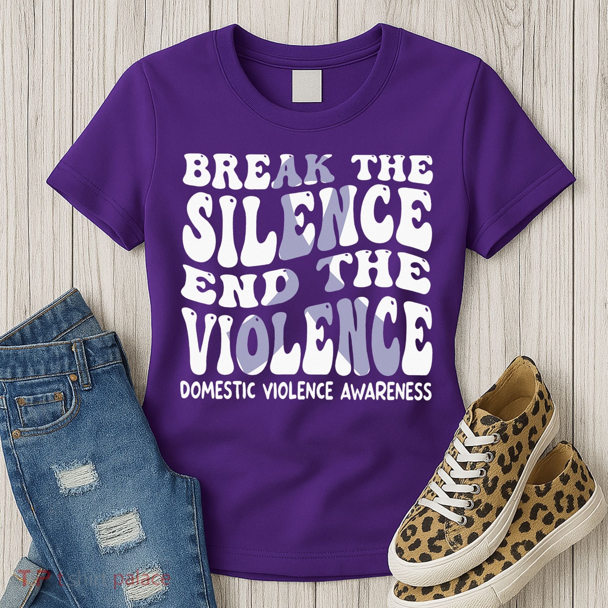 End The Violence Domestic Violence Awareness Groovy Women's T-Shirt