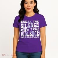 End The Violence Domestic Violence Awareness Groovy Women's T-Shirt thumb 4