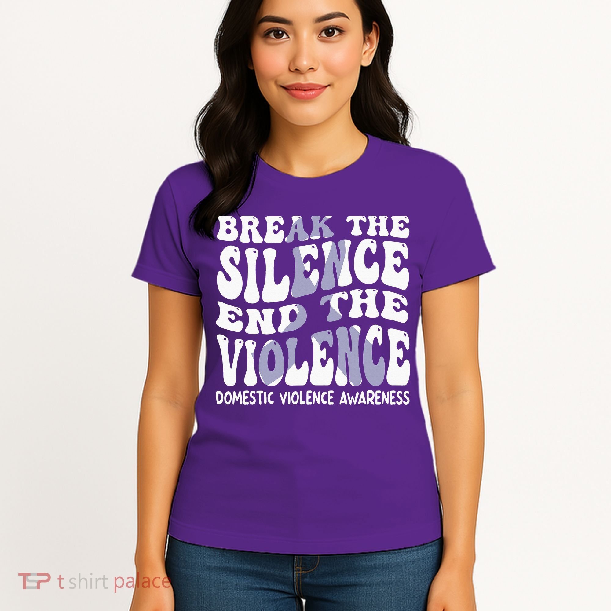 End The Violence Domestic Violence Awareness Groovy Women's T-Shirt