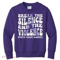 End The Violence Domestic Violence Awareness Groovy Kids Sweatshirt thumb 0